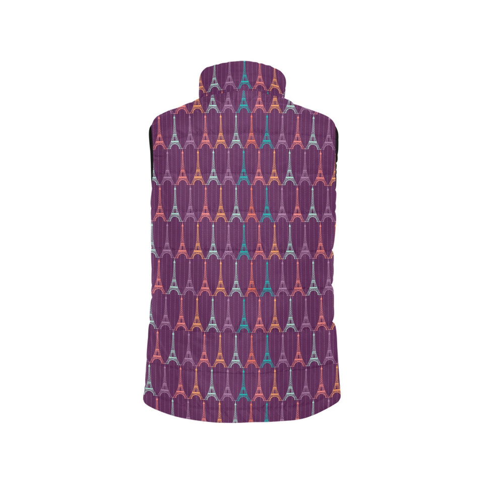 Eiffel Tower Pattern Print Design 05 Women's Padded Vest