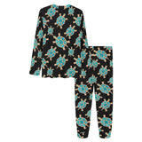 Sea turtle blue stone pattern Women's All Over Print Pajama Set