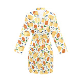 Pancake Pattern Print Design 02 Women's Long Sleeve Belted Night Robe