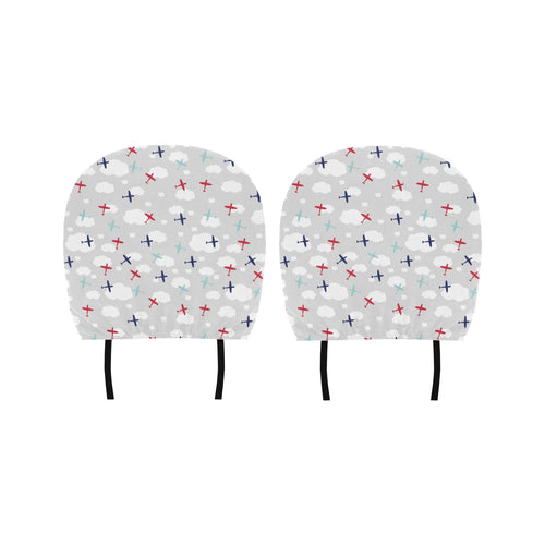 Airplane cloud grey background Car Headrest Cover