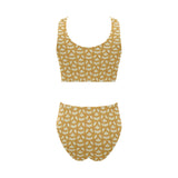 Pretzels Pattern Print Design 01 Chest Bowknot High Waisted Bikini Swimsuit