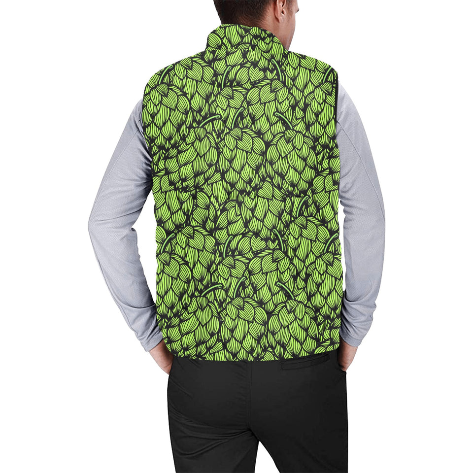 Green hop pattern Men's Padded Vest