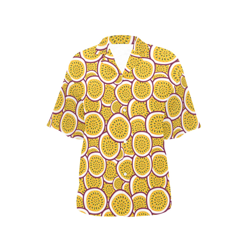 Passion fruits slice pattern Women's All Over Print Hawaiian Shirt