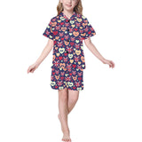 British Pattern Print Design 02 Kids' Boys' Girls' V-Neck Short Pajama Set