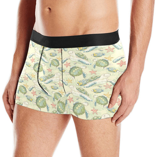 Hand drawn sea turtle fish pattern Men's All Over Print Boxer Briefs Men's Underwear