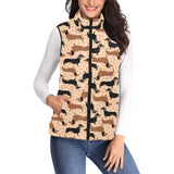 Dachshund floral background Women's Padded Vest