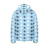 Stingray Pattern Print Design 03 Kids' Boys' Girls' Padded Hooded Jacket