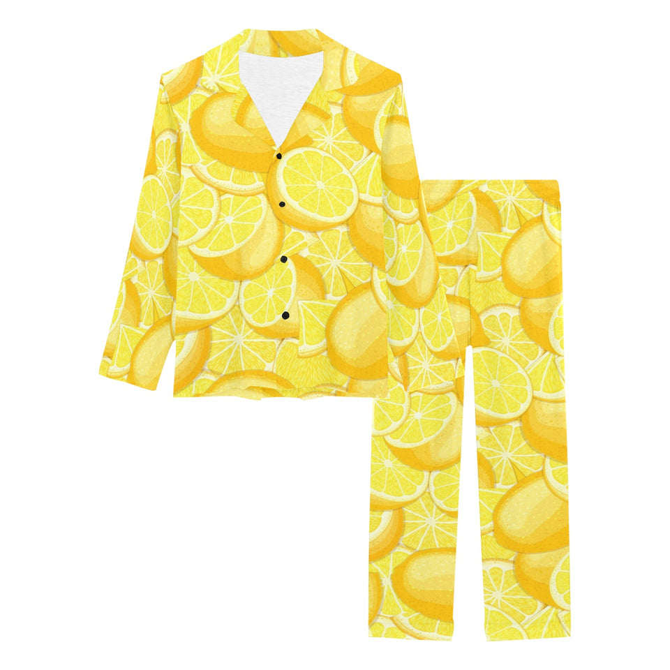 lemon pattern Women's Long Pajama Set