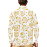hand drawn onion pattern Men's Long Sleeve Polo Shirt