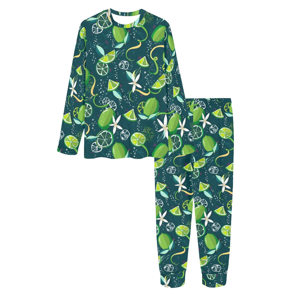 Lime ice flower pattern Women's All Over Print Pajama Set