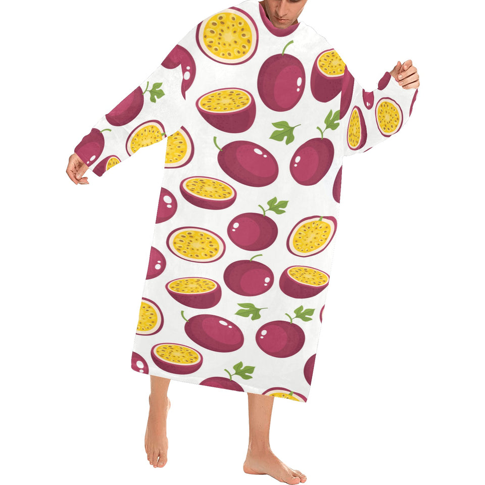 Passion fruit design pattern Blanket Robe with Sleeves