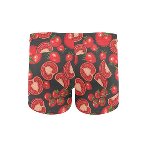 Tomato black background Men's Swimming Trunks