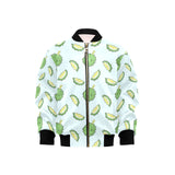 Durian pattern blue background Kids' Boys' Girls' Bomber Jacket