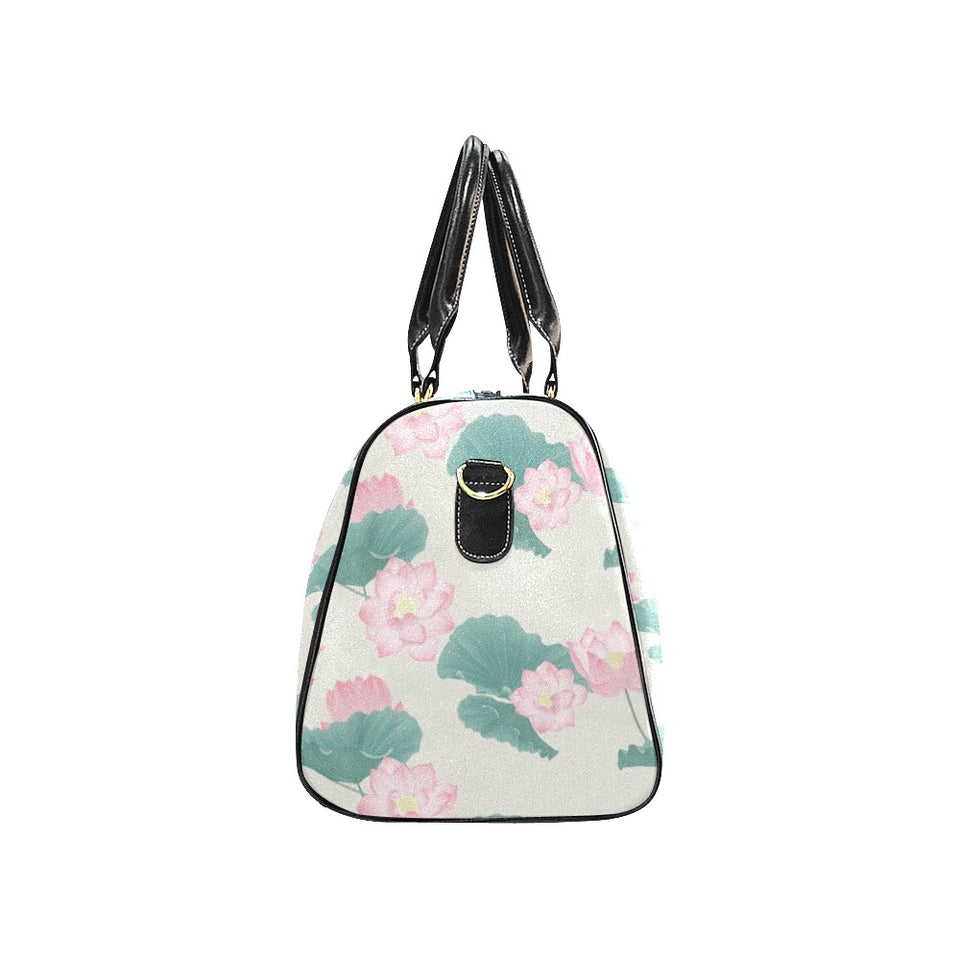Pink lotus waterlily leaves pattern Travel Bag