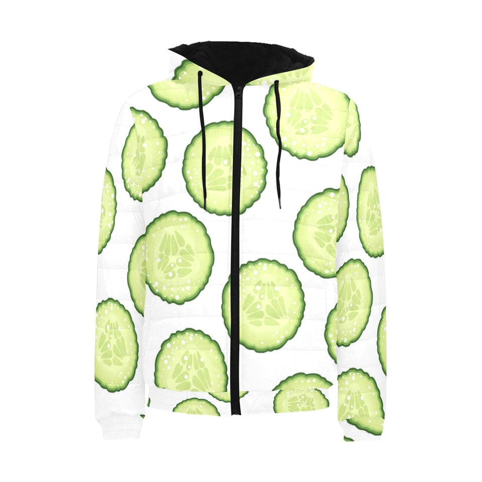 Cucumber slices pattern Men's Padded Hooded Jacket