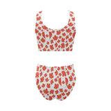 Canada Pattern Print Design 02 Chest Bowknot High Waisted Bikini Swimsuit