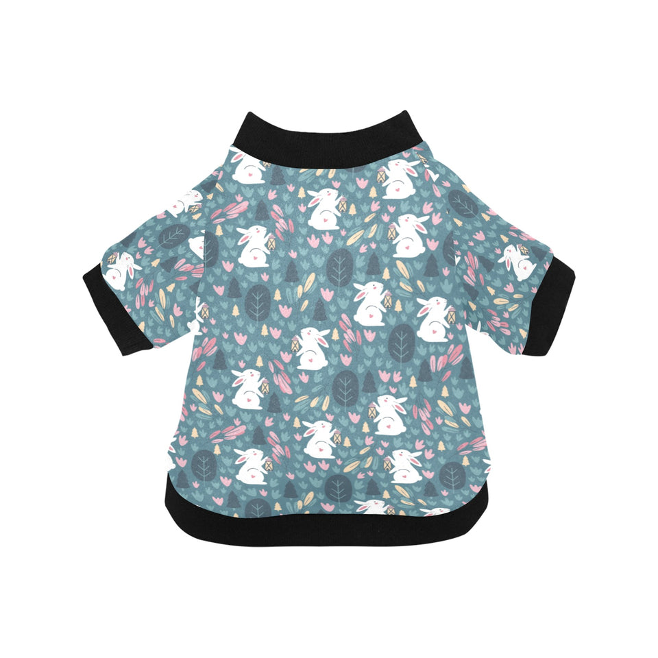 Cute rabbit pattern All Over Print Pet Dog Round Neck Fuzzy Shirt