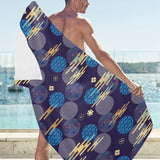 Blue japanese pattern cloud wave flower Beach Towel