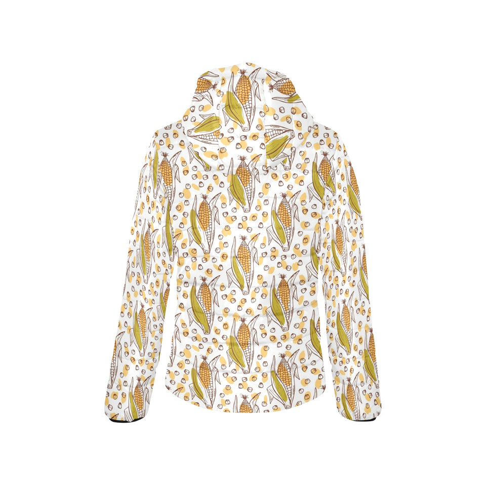 Corn Pattern Print Design 02 Women's Padded Hooded Jacket