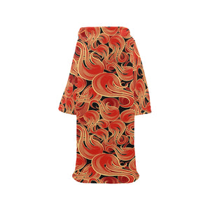 Fire flame pattern Blanket Robe with Sleeves