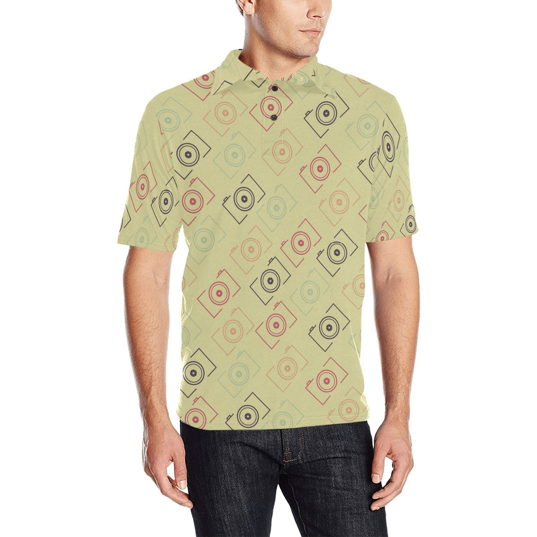 Camera Pattern Print Design 01 Men's All Over Print Polo Shirt