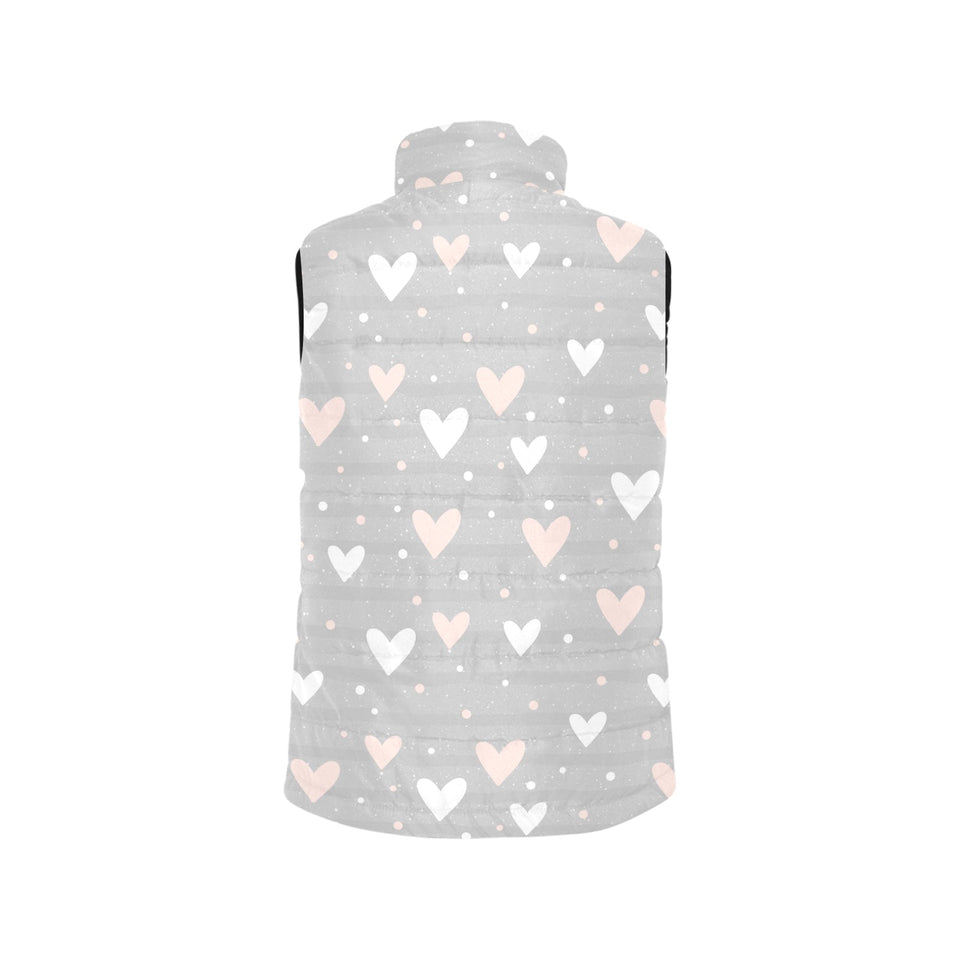 Heart pattern gray background Women's Padded Vest