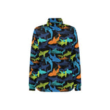 Colorful shark Women's Long Sleeve Polo Shirt