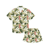 heliconia pattern Kids' Boys' Girls' V-Neck Short Pajama Set