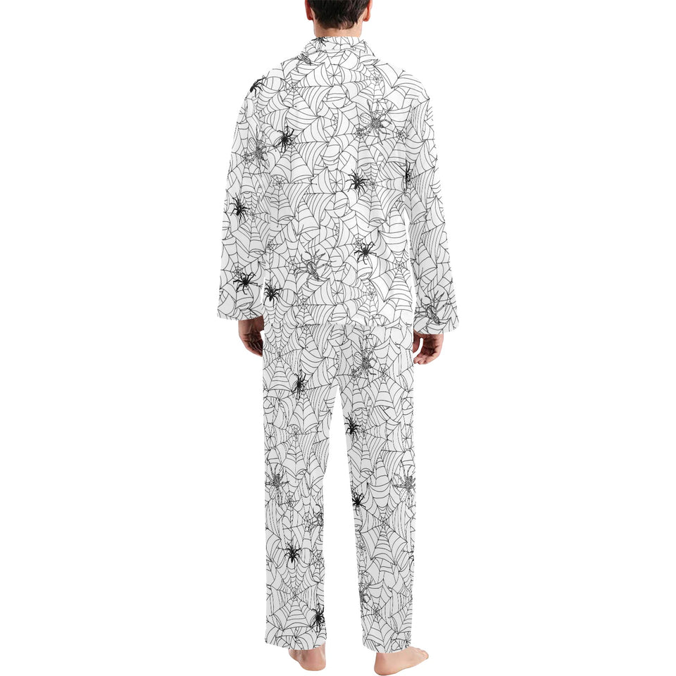 Spider web cobweb pattern Men's Long Pajama Set