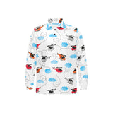 Watercolor helicopter cloud pattern Men's Long Sleeve Polo Shirt