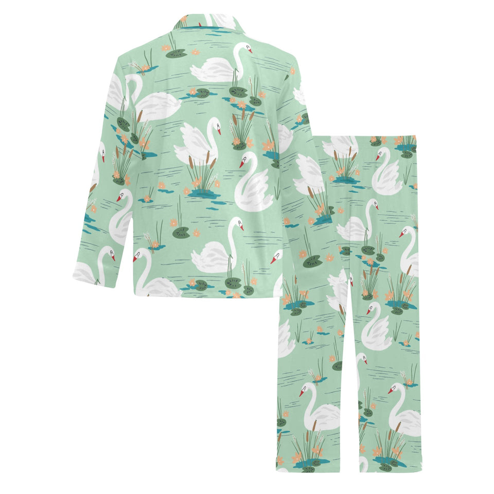 White swan lake pattern Men's Long Pajama Set