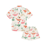 Cute whale pattern Kids' Boys' Girls' V-Neck Short Pajama Set