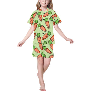 Carrot Pattern Print Design 05 Kids' Boys' Girls' V-Neck Short Pajama Set