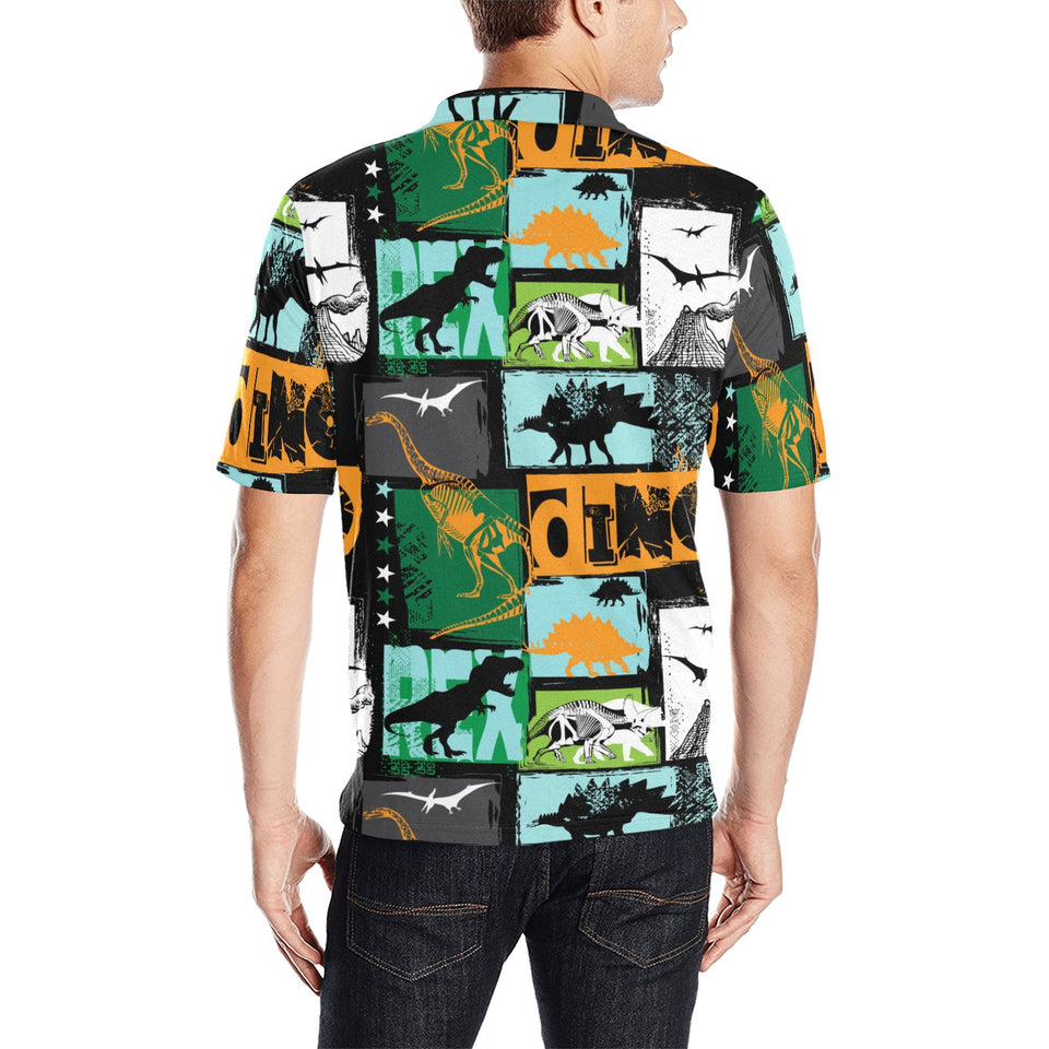 dinosaurs print pattern Men's All Over Print Polo Shirt