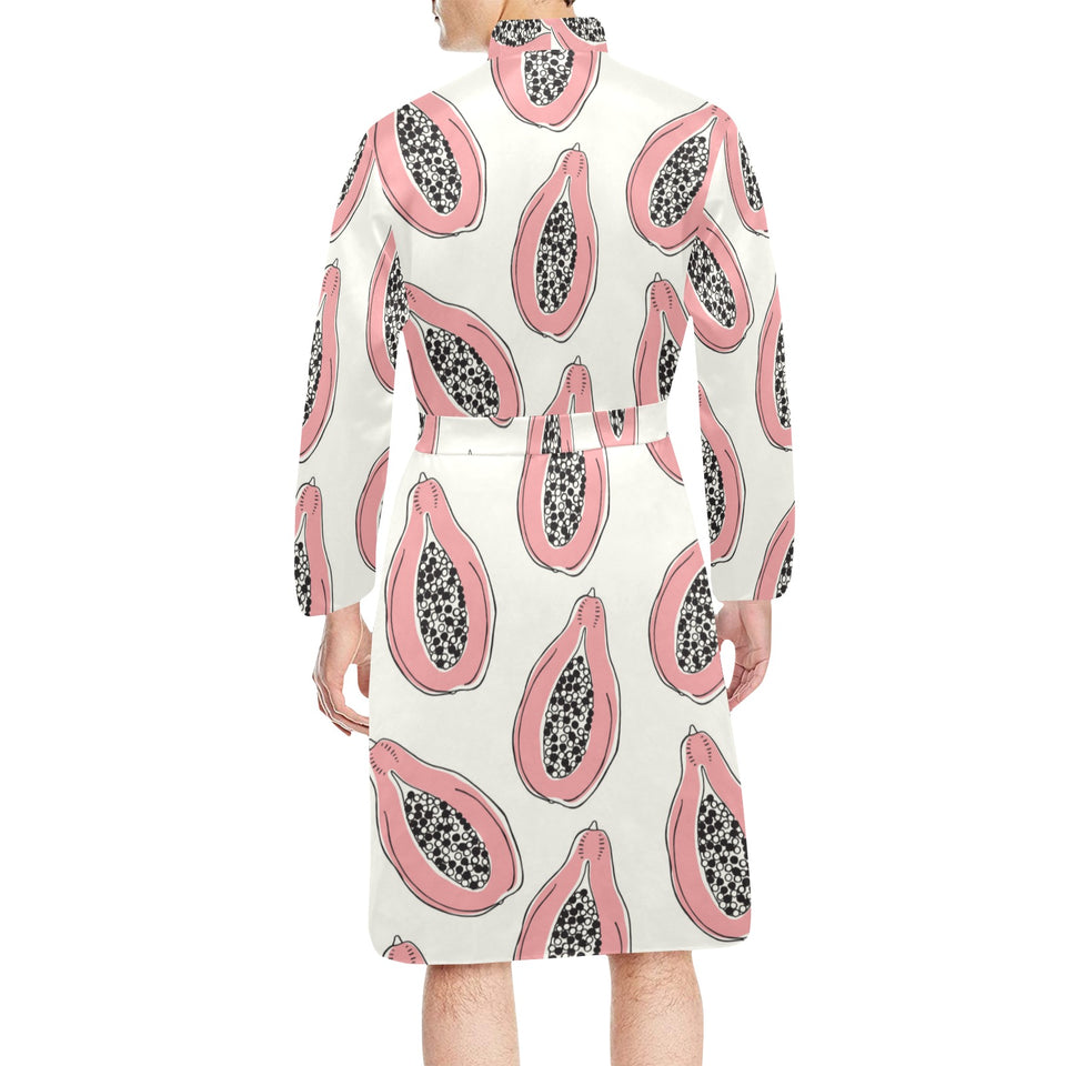 papaya pattern Men's Long Sleeve Belted Night Robe