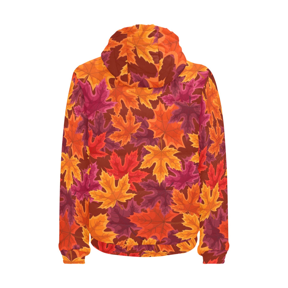 Autumn maple leaf pattern Men's Padded Hooded Jacket