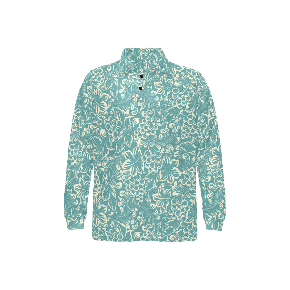 Classic Hand drawn Grape pattern Men's Long Sleeve Polo Shirt