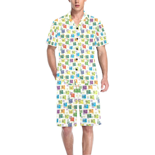 Chemistry Periodic Table Pattern Print Design 05 Men's V-Neck Short Pajama Set