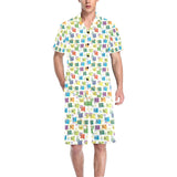 Chemistry Periodic Table Pattern Print Design 05 Men's V-Neck Short Pajama Set