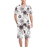 Classic vintage clock pattern Men's V-Neck Short Pajama Set