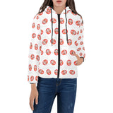Daruma japanese wooden doll pattern Women's Padded Hooded Jacket