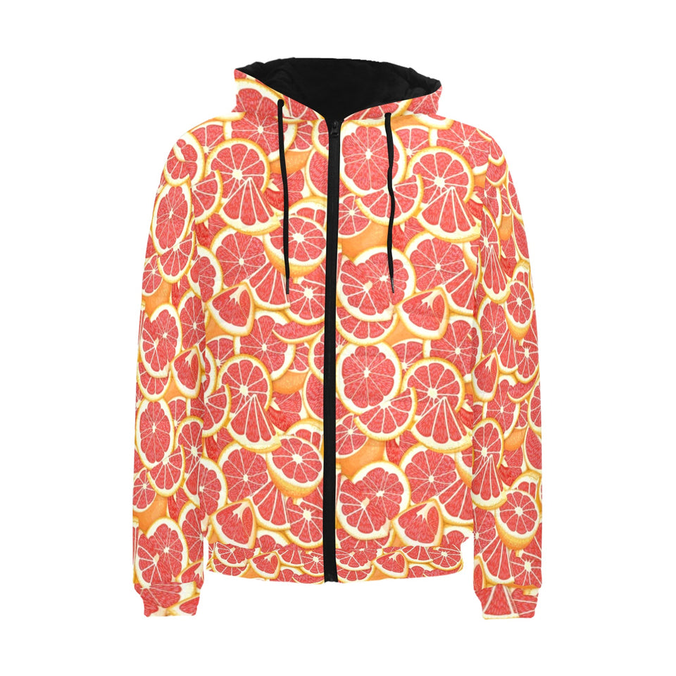 Tropical grapefruit pattern Men's Padded Hooded Jacket