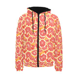 Tropical grapefruit pattern Men's Padded Hooded Jacket