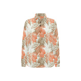 Cocoa beans Cocoa tree pattern Women's Long Sleeve Polo Shirt