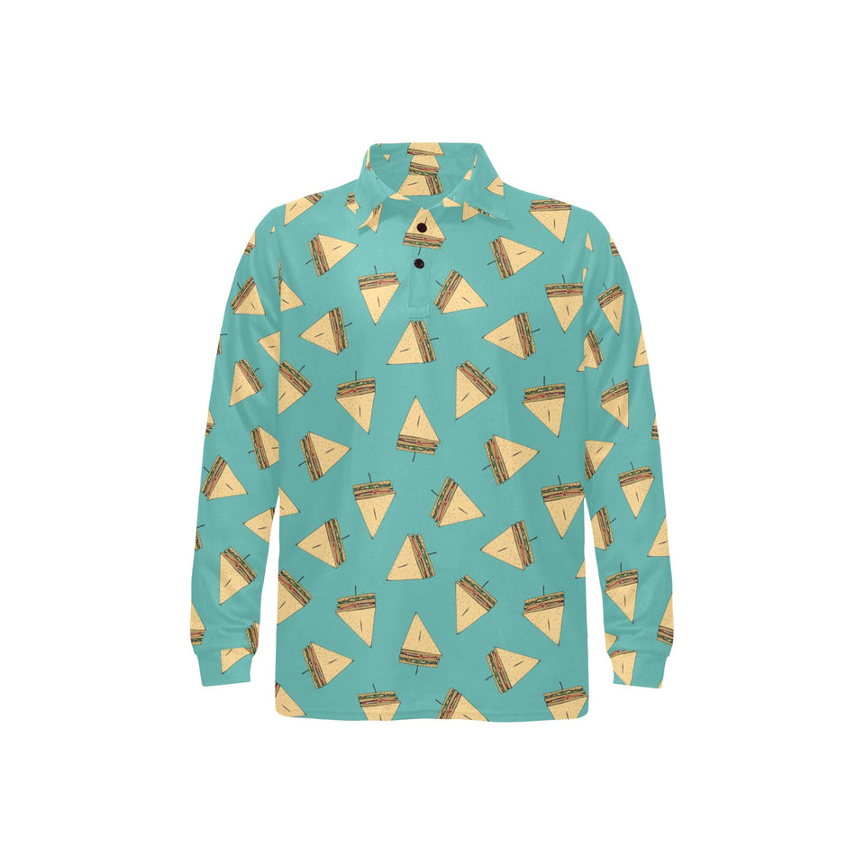 Sandwich Pattern Print Design 03 Men's Long Sleeve Polo Shirt