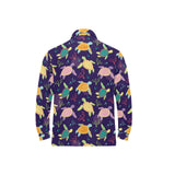 Colorful sea turtle pattern Men's Long Sleeve Polo Shirt