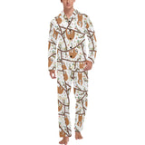 Sloths hanging on the tree pattern Men's Long Pajama Set