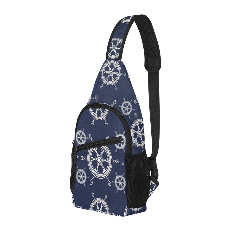 nautical steering wheel design pattern All Over Print Chest Bag