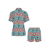 British Pattern Print Design 04 Women's V-Neck Short Pajama Set