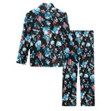 Skull flower roses leave pattern Men's Long Pajama Set